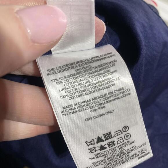 Brooks Brothers Silk Cotton Shift Dress Patterned White Blue Red 6 Excellent - Picture 7 of 7